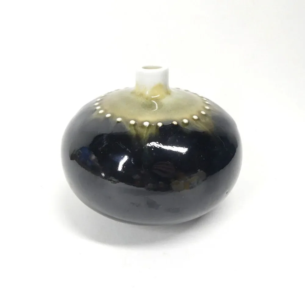 Hakusan Japan Ikebana Bud Vase Masahiro Mori Glazed Ceramic Round